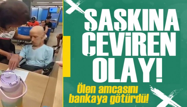 Şaşkına çeviren olay kamerada: Ölen amcasını tekerlekli sandalyeyle bankaya götürdü!