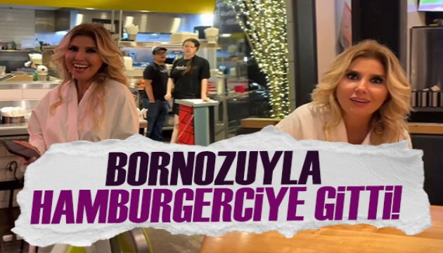 Gülben Ergen bornozuyla hamburgerciye gitti