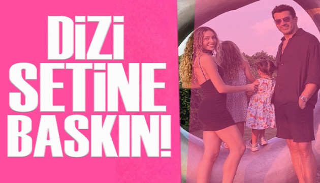 Sinem Kobal, kızları Lalin ve Leyla'yı da yanına alarak sete baskın yaptı!