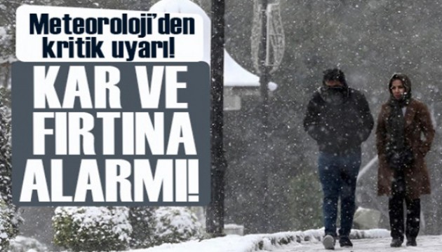 Meteoroloji'den kar ve fırtına alarmı!