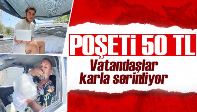 Adana’da Sıcakta vatandaşlar karla serinliyor!