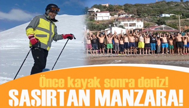 Zirvede kar, sahilde deniz keyfi! Türkiye'de ilginç manzara...
