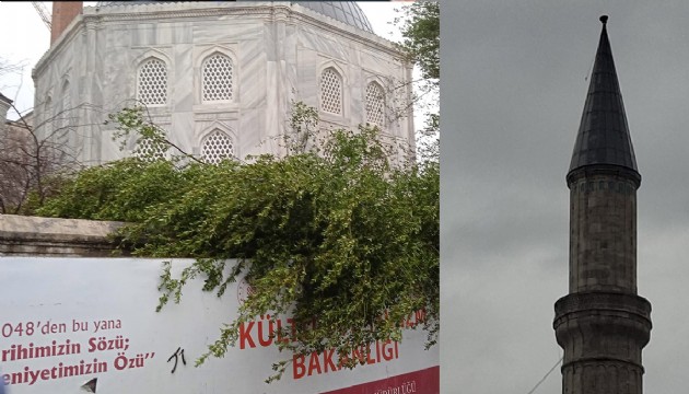 Ayasofya'da şiddetli rüzgar: Mimar Sinan Minaresi'nin alemi düştü