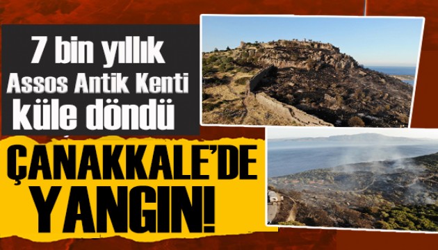 Çanakkale'de korkutan yangın! 7 bin yıllık Assos Antik Kenti küle döndü