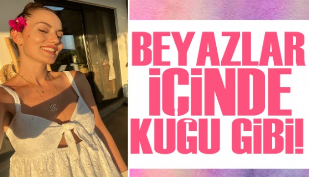 Fahriye Evcen'in beyaz elbisesi beğeni topladı!