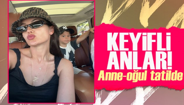 Fahriye Evcen'in oğlu Karan'la keyifli anları!