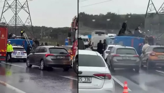 Cezaevi nakil aracı devrildi: 10 kişi yaralandı