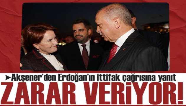 Akşener'den Erdoğan'ın 'ittifak' çağrısına yanıt: Ülkemize zarar veriyor!