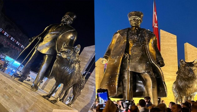 Atatürk heykeli coşkulu törenle açıldı