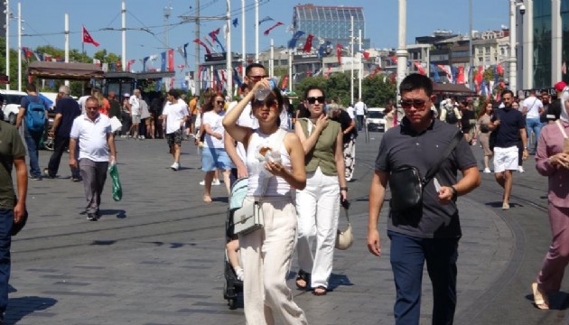 Taksim'e gelenlerin sıcak havayla imtihanı: Termometreler 40 dereceyi gösterdi