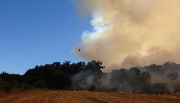 Çanakkale’de orman yangınına havadan ve karadan müdahale ediliyor