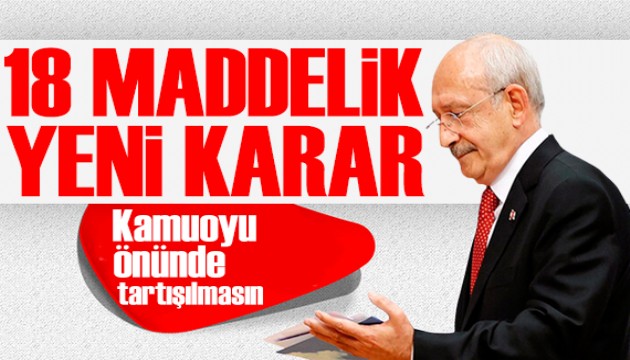 CHP'den 18 maddelik karar: Kamuoyu önünde tartışılmayacak