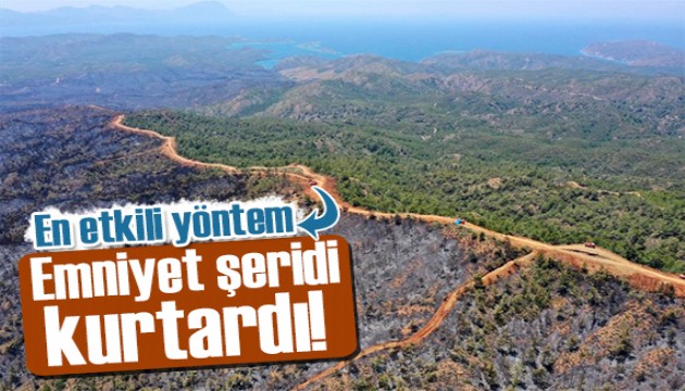 Marmaris'te yangın: Emniyet şeridi alevlerin önünü kesti