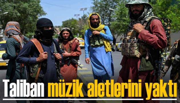 Taliban müzik aletlerini yaktı