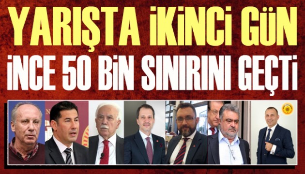 Yarışta ikinci gün tamamlandı: İnce 50 bin sınırını geçti