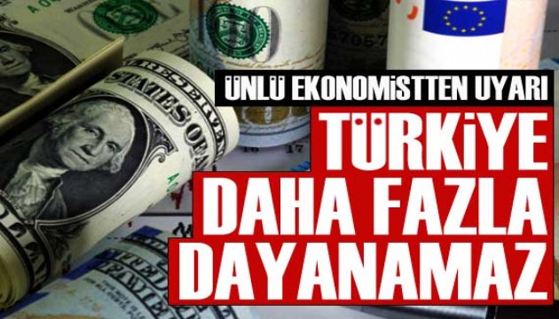 Ünlü ekonomistten 'Türkiye daha fazla dayanamaz' uyarısı