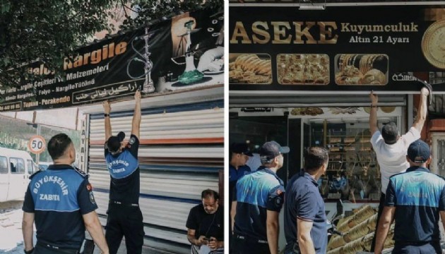 Adana'da Arapça tabela, poster ve afişler söküldü