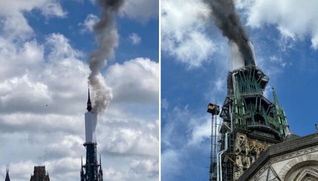 Rouen Katedralinde yangın! Tarihi katedralden dumanlar yükseliyor