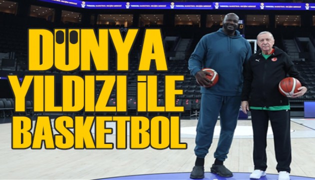 Cumhurbaşkanı Erdoğan, Shaquille O'Neal ile basketbol oynadı