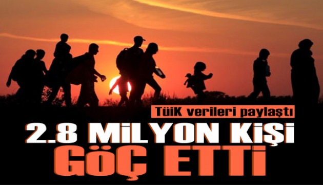 TÜİK açıkladı: Türkiye'de 2.8 milyon kişi göç etti