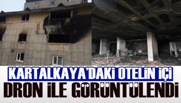 Kartalkaya'daki yanan otel dron ile görüntülendi