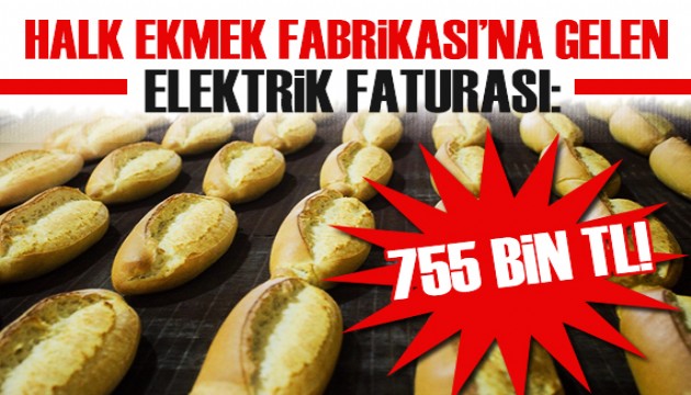 Halk Ekmek Fabrikası'nın elektrik faturası: 755 bin TL