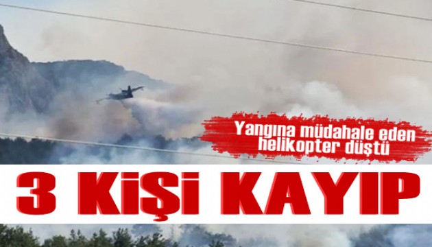 İzmir'de orman yangınına müdahale eden helikopter baraja düştü! 3 kişi kayıp...