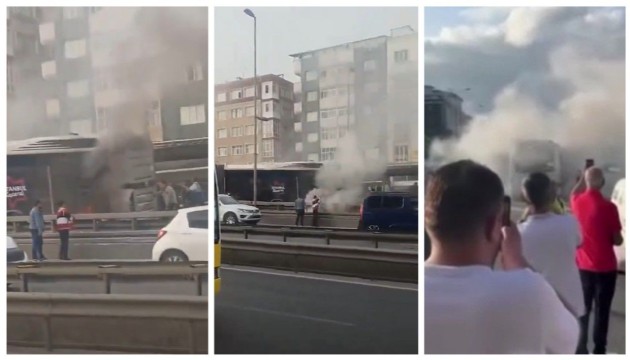 Metrobüste yangın paniği