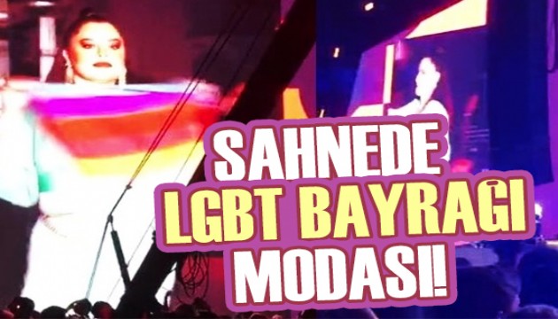 Reyhan Karaca sahnede LGBT bayrağı açtı!