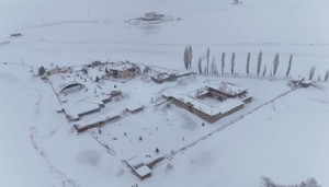 Bayburt'taki müze karla kaplandı