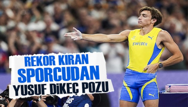 Olimpiyat rekoru kıran İsveçli sporcudan Yusuf Dikeç pozu