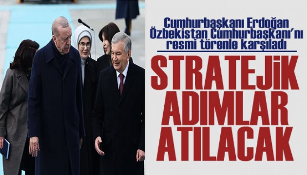 Cumhurbaşkanı Erdoğan Özbekistan Cumhurbaşkanını karşıladı