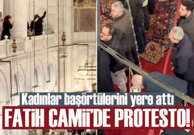 Fatih Camii'de kadınlar Mescid-i Aksa'nın kapalı olmasını protesto etti