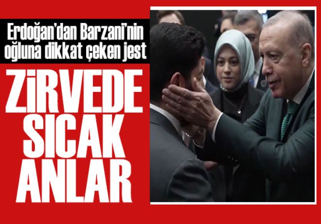 Erdoğan, Barzani’nin oğlunu 'Maşallah' diyerek karşıladı! Kameralara böyle yansıdı